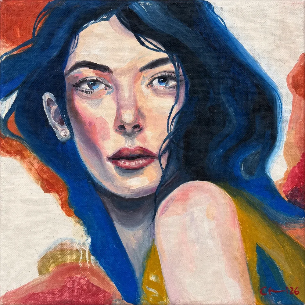 Wandering Blue by Chelsea Klukas, oil on canvas, 8 × 8 in
