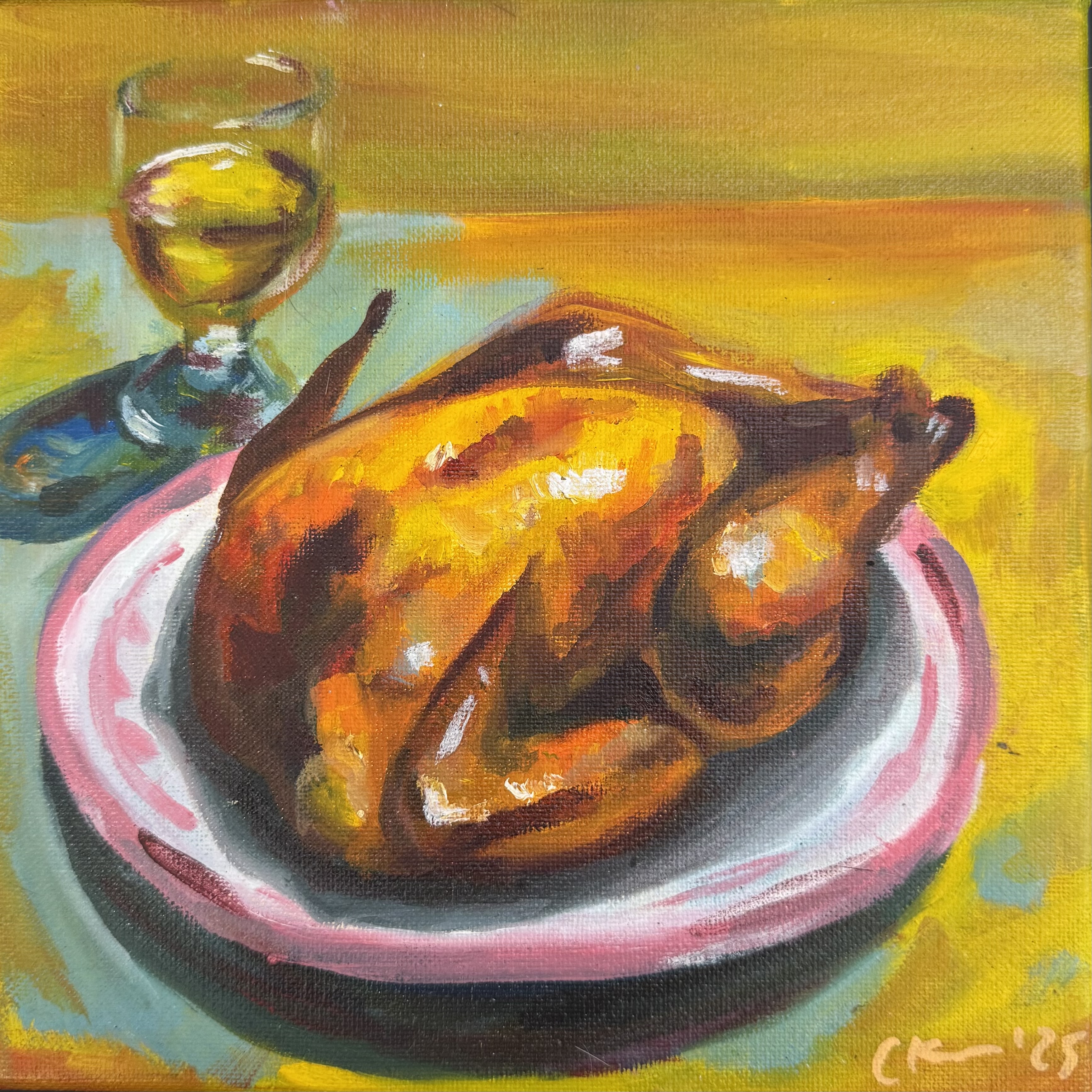 Winner Winner Chicken Dinner by Chelsea Klukas, oil on canvas