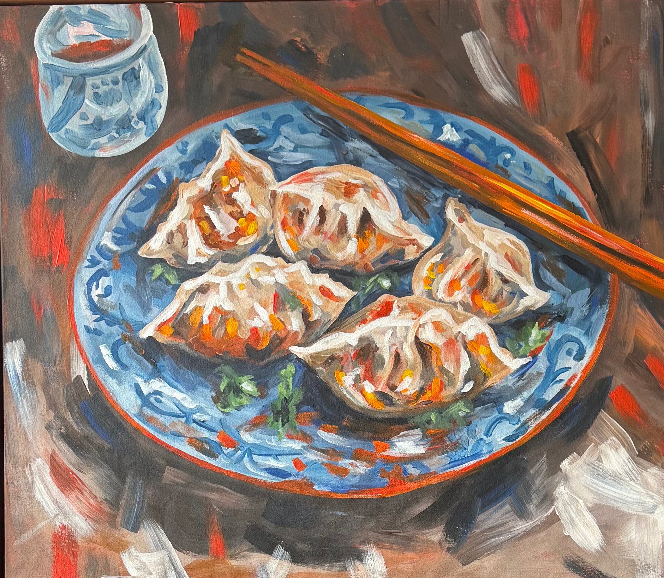 Sharable Dumplings by Chelsea Klukas, acrylic on canvas